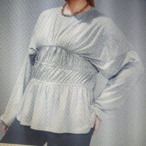 Plus Ruched Drop Shoulder Peplum Tee